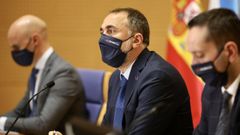 Comparecencia del conselleiro de Sanidade, Julio Garc�a Comesa�a (centro), sobre la pandemia en Galicia