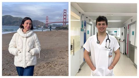 A la ziquierda, Sofía Herrero, que ahora vive en California; y Manuel Rico, que hace el rotatorio de sexto de Medicina en Madrid