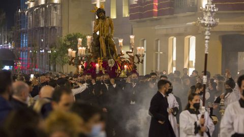 Cofrada de la Humildad y la Paciencia de Mlaga durante un va crucis extraordinario celebrado a principios de este mes