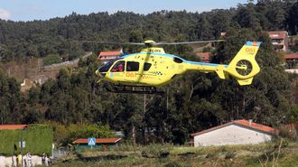 El helicóptero del 061, en una intervención anterior que también tuvo lugar en Vilagarcía
