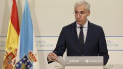 El vicepresidente primero del Gobierno gallego, Francisco Conde, en la rueda de prensa posterior al consello de la Xunta