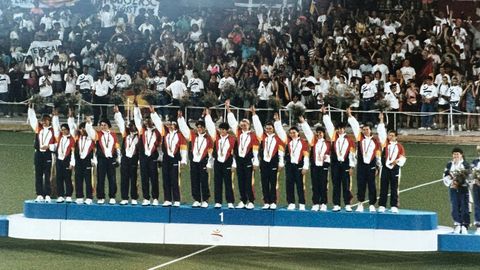 Equipo femenino de hockey sobre hierba que gan� la medalla de oro en Barcelona 92.