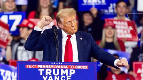 Trump, el mircoles bailando durante su mitin en Reading, Pensilvania.