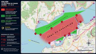 Gr&aacute;fico de la salida de La Solitaire du Figaro Paprec y el recorrido que har&aacute; la flota por la r&iacute;a de Vigo antes de poner rumbo a Francia