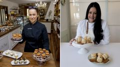 Enza di Piazza (izquierda) apuesta desde hace años para su tarta de la abuela por la versión redonda y rellena de crema Biscoff. Nohe Cerrato las utiliza para elaborar dos rellenos, uno de Lotus «cheesecake» y otro de «banoffe» para sus macarons, el producto estrella de su obrador