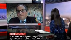 Torra, durante su entrevistae el jueves a la BBC