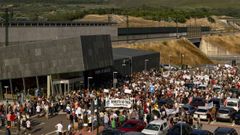 La estación Porta de Galicia, en A Gudiña, el 2 de agosto, cuando tuvo lugar la manifestación para reclamar las paradas