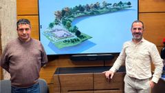 El alcalde de Siero, �ngel Garc�a, y el concejal de Ordenaci�n y Gesti�n Urban�stica, Vivienda y Empleo, Javier Rodr�guez, durante la rueda de prensa de este mi�rcoles.