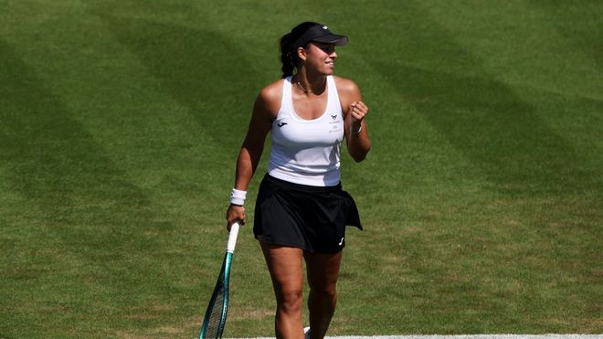 Bouzas celebra un punto en el reciente Lexus Eastbourne Open.