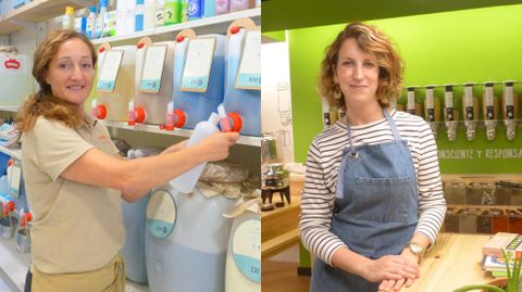 Luc�a R�os, en Biodieta, y Luc�a Montero, en el interior de Granel.