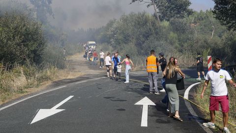 Incendio forestal en Meln, entre las aldeas de Quins y Vilaverde