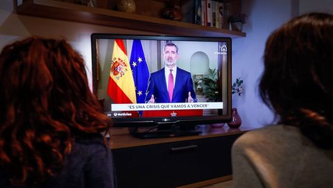 Felipe VI, durante su mensaje a la naci�n por la crisis del coronavirus