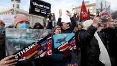 Manifestaci�n en Kiev en agradecimiento al apoyo de Occidente frente a Rusia