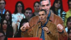 Pedro Sánchez, durante el mitin en León.