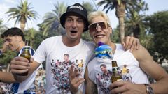 Carlos Dotor y Julen Lobete, en la celebraci�n del ascenso del M�laga.