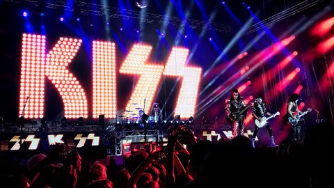 Concierto de la banda Kiss en el estdio municipal de Oeiras, en Portugal