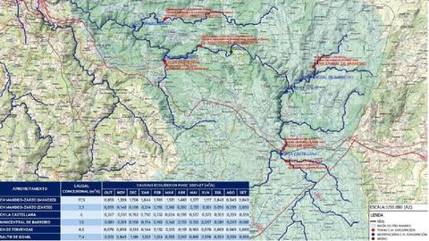 Mapa de las centrales hidroel�ctricas situadas en el entorno de Betanzos.