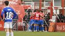 Los futbolistas del Sporting B celebran uno de los goles ante el Vetusta en Mareo