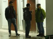 Murado y su ayudante, Juan Di�guez, ayer, en la puerta de los vestuarios del Luis Bodegas. 