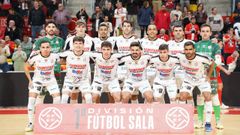 La plantilla del Portus Apostoli, en el �ltimo duelo liguero, frente al Jimbee Cartagena.