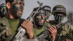 Combatientes de Hams en un ejercicio militar en la Ciudad de Gaza