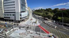 El extremo del Cant�n Peque�o junto a la plaza de Mina ya permite adivinar el banco en forma de semic�rculo que funcionar� como zona de estancia