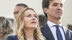 La primera ministra de Italia, Giorgia Meloni, en la ceremonia de inauguraci�n del Palacio Saladini 