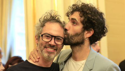 Tamar Novas y el msico James Rhodes, en la noche de este jueves, en el pazo de Raxoi