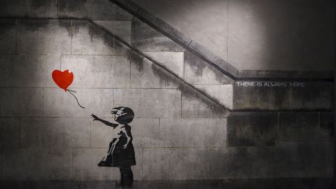&laquo;Ni&ntilde;a con globo&raquo;, del 2002, es una de las obras ic&oacute;nicas de Banksy