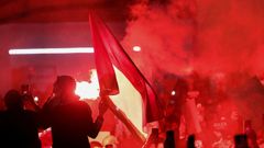 Manifestantes jordanos por los palestinos de Gaza.