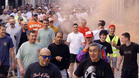 La manifestaci�n del metal por el centro de Ferrol.