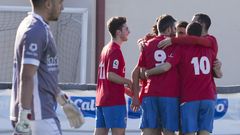 El Berganti�os celebra un gol