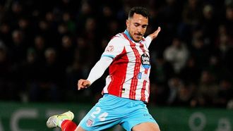 Josep Gay�, central diestro del CD Lugo 2025-2026, en la victoria del Lugo en C�ceres.
