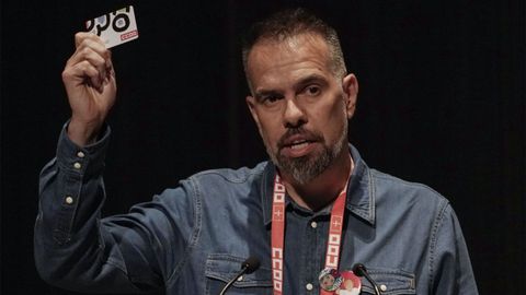 Jos� Manuel Zapico tras ser reelegido este martes secretario general de CCOO de Asturias