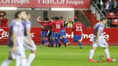 Celebraci�n del gol ante el Valladolid