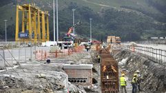 Obra de la viga de rodadura para la terminal de contenedores