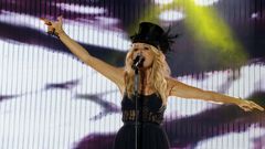 Marta S�nchez durante su concierto el pasado agosto en la plaza de Mar�a Pita
