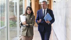 La conselleira de Economa, Mara Jess Lorenzana, y el presidente, Alfonso Rueda, tras la reunin del Consello de la Xunta.