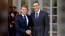 Macron y S�nchez, este mi�rcoles frente al palacio de la Moncloa.