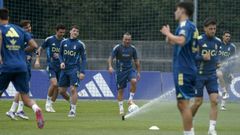 Santi Cazorla, en el centro, junto a Vias, Borja Snchez y Fede Vias, entre otros