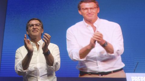 El presidente del PP, Alberto Nez Feijoo, en el congreso de los populares extremeos, en Badajoz el pasado sbado, da 16