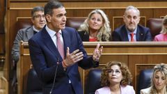 El presidente del Gobierno, Pedro Sánchez, interviene en la sesión de control al Ejecutivo en el Congreso.