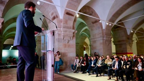 Luciano Covelo, presidente de AJE Galicia, durante el evento