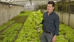 M�ximo Lema muestra una lechuga como las que tuvo que acabar dando a las gallinas. 