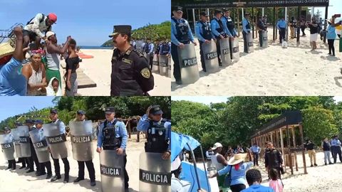 Captura de los vídeos donde se ve a los manifestantes frente a la Policía