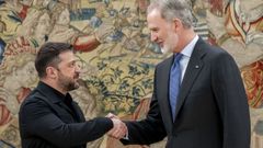 Volodimir Zelenski con el rey Felipe VI, que lo recibi� en audiencia la semana pasada.