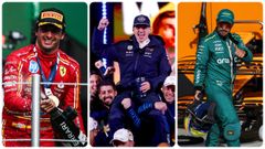 Carlos Sainz, Verstappen y Fernando Alonso.Carlos Sainz, Max Verstappen y Fernando Alonso