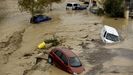 Estado en el que ha quedado los coches en la localidad malaguea de lora tras el desborde del ro Guadalhorce debido a las lluvias torrenciales a consecuencia del paso de la dana que tambin ha ocasionado el descarrilamiento de un AVE en este municipio y que ha dejado en Andaluca innumerables incidencias