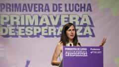 La secretaria general de Podemos, Ione Belarra, durante la jornada �Primavera de lucha, primavera de esperanza�, en el C�rculo de Bellas Artes