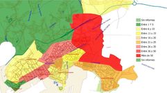 Mapa de distribuci�n de las sanciones por barrios facilitado por el Concello de Ferrol